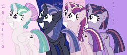 Size: 1024x446 | Tagged: safe, artist:ponygameface231, princess cadance, princess celestia, princess luna, twilight sparkle, twilight sparkle (alicorn), alicorn, pony, alicorn tetrarchy, equal cutie mark, equalized, female, mare, this will end in communism