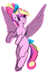 Size: 627x910 | Tagged: safe, artist:magello, princess cadance, alicorn, pony, alternate hairstyle, color, solo