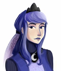 Size: 718x838 | Tagged: artist needed, safe, princess luna, human, bust, humanized, portrait, simple background, solo, white background