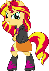 Size: 700x1015 | Tagged: safe, artist:jeatz-axl, sunset shimmer, pony, bipedal, clothes, equestria girls outfit, simple background, solo, svg, transparent background, vector