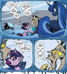 Size: 965x1064 | Tagged: safe, artist:andypriceart, idw, discord, princess luna, twilight sparkle, twilight sparkle (alicorn), alicorn, pony, accord (arc), chaos theory (arc), part the second: in all chaos there is a cosmos, spoiler:comic, spoiler:comic49, in all disorder a secret order