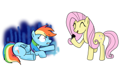 Size: 2989x1609 | Tagged: safe, artist:taon-the-chosen, fluttershy, rainbow dash, pegasus, pony, spider, female, mare, wings