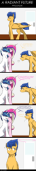 Size: 3000x14272 | Tagged: safe, artist:lrusu, flash sentry, princess cadance, shining armor, alicorn, pony, unicorn, comic:a radiant future, absurd resolution, comic, female, high res, hospital, implied flashlight, implied shipping, implied straight, male, shiningcadance, shipping, sitting, straight