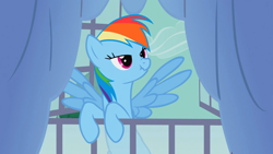 Size: 1920x1080 | Tagged: safe, screencap, rainbow dash, pegasus, pony, spike at your service, female, mare, scrunchy face