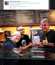 Size: 636x750 | Tagged: safe, rainbow dash, anthony bourdain, glasses, restaurant, sad in hindsight, twitter