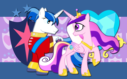 Size: 2560x1600 | Tagged: safe, artist:alicehumansacrifice0, artist:epic-panda17, artist:zutheskunk edits, edit, princess cadance, shining armor, alicorn, pony, unicorn, a canterlot wedding, cutie mark, vector, wallpaper, wallpaper edit