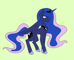 Size: 1024x841 | Tagged: safe, artist:wakeuplazuli, princess luna, alicorn, pony, female, flat colors, looking down, mare, simple background, solo, spread wings