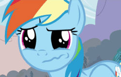 Size: 850x540 | Tagged: safe, edit, screencap, rainbow dash, pegasus, pony, the super speedy cider squeezy 6000, :s, animated, crying, cute, dashabetes, flying, teary eyes, wavy mouth