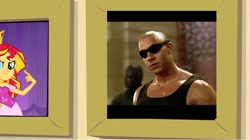 Size: 901x503 | Tagged: safe, edit, edited screencap, screencap, sunset shimmer, equestria girls, equestria girls (movie), exploitable meme, prom queen meme, riddick, the chronicles of riddick, vin diesel