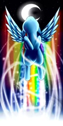 Size: 500x1000 | Tagged: dead source, safe, artist:hammyster, rainbow dash, pegasus, pony, female, flying, mare, moon, night, solo, spread wings, wings