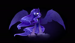 Size: 2480x1434 | Tagged: safe, artist:dreamydoll96, princess luna, alicorn, pony, crystal, glowing eyes, solo