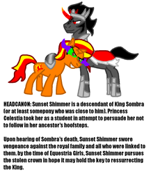 Size: 928x1067 | Tagged: artist needed, source needed, safe, king sombra, sunset shimmer, pony, headcanon, text