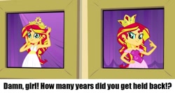 Size: 1005x540 | Tagged: safe, sunset shimmer, equestria girls, equestria girls (movie), crown, prom