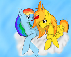 Size: 1280x1024 | Tagged: safe, artist:burnout42, rainbow dash, spitfire, pegasus, pony, brushing, female, lesbian, shipping, spitdash