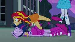 Size: 1920x1080 | Tagged: safe, screencap, rarity, sunset shimmer, twilight sparkle, twilight sparkle (alicorn), alicorn, equestria girls, equestria girls (movie), boots, fall formal outfits, high heel boots, jewelry, out of context