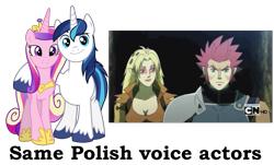 Size: 2141x1290 | Tagged: safe, princess cadance, shining armor, alicorn, pony, unicorn, cheetara, exploitable meme, katarzyna łaska, lion-o, meme, michał podsiadło, poland, polish, same voice actor, thundercats