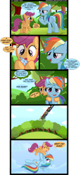 Size: 1513x3314 | Tagged: safe, artist:veggie55, rainbow dash, scootaloo, pegasus, pony, comic, scootaloo can't fly, scootalove