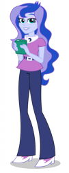 Size: 817x2020 | Tagged: safe, artist:shafty817, princess luna, vice principal luna, equestria girls, book, clothes, cropped, pants, simple background, smiling, solo, transparent background