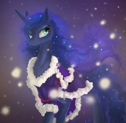 Size: 1400x1373 | Tagged: safe, artist:jaeneth, princess luna, alicorn, pony, female, horn, mare, snow, solo