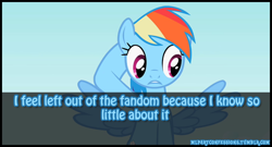 Size: 650x350 | Tagged: safe, rainbow dash, pegasus, pony, blue coat, female, mare, multicolored mane, pokehidden, pony confession, solo