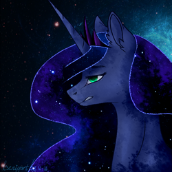 Size: 700x700 | Tagged: safe, artist:kseniyart, princess luna, alicorn, pony, frown, solo, stars