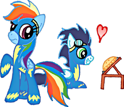 Size: 861x746 | Tagged: safe, artist:boulderthedragon, rainbow dash, soarin', pegasus, pony, duo, female, male, mare, soarindash, stallion