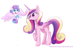 Size: 1024x683 | Tagged: safe, artist:thenornonthego, princess cadance, princess flurry heart, alicorn, pony, spoiler:s06, female, mama cadence, mother and child, mother and daughter, parent and child