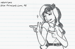 Size: 550x362 | Tagged: safe, artist:funakounasoul, princess luna, vice principal luna, equestria girls, double guns, finger gun, finger guns, grayscale, grin, lined paper, monochrome, one eye closed, simple background, sketch, smiling, solo, traditional art, wink