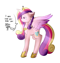 Size: 2870x3000 | Tagged: safe, artist:kurochhi, princess cadance, alicorn, pony, dialogue, female, floppy ears, mare, profile, simple background, solo, white background