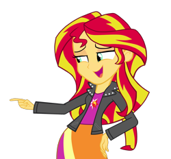 Size: 1712x1591 | Tagged: safe, artist:destinyshirshuxd, artist:neutron-quasar, sunset shimmer, equestria girls, female, pointing, simple background, solo, transparent background, vector