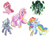 Size: 3400x2508 | Tagged: safe, artist:ikirunosindo, limestone pie, pinkie pie, princess cadance, queen chrysalis, rainbow dash, alicorn, changeling, changeling queen, earth pony, pegasus, pony, clothes, dress, gala dress