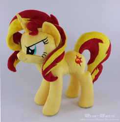 Size: 2274x2320 | Tagged: safe, artist:zizzaz, sunset shimmer, pony, determined, irl, photo, plushie