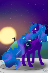 Size: 500x750 | Tagged: safe, artist:meshoealstar, princess luna, alicorn, pony, moon, planet, solo, stars, sun