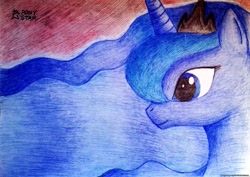 Size: 2827x2000 | Tagged: safe, artist:ponystarpony, princess luna, alicorn, pony, bust, portrait, solo, traditional art