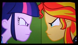 Size: 1016x594 | Tagged: safe, screencap, sunset shimmer, twilight sparkle, equestria girls, equestria girls (movie), stare