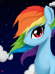 Size: 512x680 | Tagged: safe, artist:silvercommando, rainbow dash, pegasus, pony, blue coat, female, mare, multicolored mane, solo, windswept mane