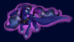 Size: 1920x1080 | Tagged: safe, artist:amiki-doodles, princess luna, alicorn, pony, female, horn, mare, simple background, solo