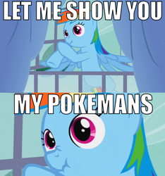 Size: 682x729 | Tagged: safe, rainbow dash, pegasus, pony, spike at your service, derp, faic, image macro, pokemans, pokémon, scrunchbow dash, scrunchy face