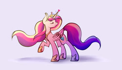 Size: 1200x689 | Tagged: safe, artist:thefoxiart, princess cadance, alicorn, pony, eyes closed, heart, magic, raised hoof, solo