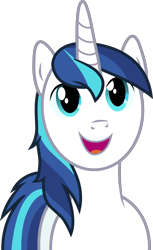 Size: 2697x4394 | Tagged: safe, artist:frownfactory, shining armor, pony, unicorn, a flurry of emotions, .svg available, blue eyes, blue mane, cute, happy, horn, looking at you, looking up, male, shining adorable, simple background, solo, stallion, svg, transparent background, vector