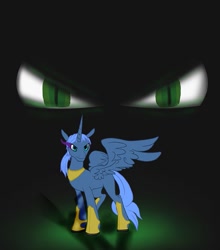 Size: 701x798 | Tagged: safe, artist:mysterygamer3000, prince artemis, princess luna, alicorn, pony, dark magic, fanfic, fanfic art, glowing eyes, magic, rule 63, sombra eyes