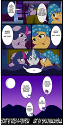 Size: 1644x3199 | Tagged: safe, artist:shujiwakahisaa, flash sentry, shining armor, twilight sparkle, twilight sparkle (alicorn), alicorn, pegasus, pony, unicorn, comic:the magic of pregnancy, bed, comic, female, flashlight, hat, male, mare, moon, night, nightcap, overprotective armor, pillow, pregnant, shining armor is a goddamn moron, shipping, stallion, straight