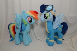 Size: 1000x662 | Tagged: safe, artist:makeshiftwings30, rainbow dash, soarin', irl, photo, plushie, wonderbolts uniform