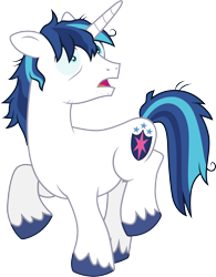 Size: 3001x3847 | Tagged: safe, artist:cloudyglow, shining armor, pony, unicorn, the crystalling, cracked armor, frazzled, male, open mouth, simple background, solo, stallion, transparent background, vector