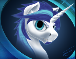 Size: 1920x1500 | Tagged: safe, artist:althyra-nex, shining armor, pony, unicorn, andrew francis, bust, crossover, facial hair, hot wheels, portrait, solo, vert wheeler, voice actor joke