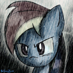 Size: 999x999 | Tagged: safe, artist:noponyzone, rainbow dash, pegasus, pony, blue coat, female, mare, multicolored mane, rain