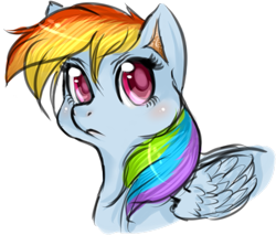 Size: 693x590 | Tagged: safe, artist:yamashta, rainbow dash, pegasus, pony, blue coat, female, mare, multicolored mane, sketch, solo