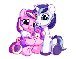 Size: 1400x1100 | Tagged: safe, artist:bobdude0, princess cadance, princess flurry heart, shining armor, alicorn, pony, unicorn, baby, baby pony, cute, cutedance, daaaaaaaaaaaw, eyes closed, family, female, filly, flurrybetes, foal, looking at you, male, mare, shining adorable, shiningcadance, shipping, simple background, sleeping, smiling, stallion, straight, tail wrap, transparent background