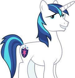 Size: 4086x4216 | Tagged: safe, artist:frownfactory, shining armor, pony, unicorn, a flurry of emotions, .svg available, absurd resolution, blue eyes, blue hair, blue mane, blue tail, horn, male, multicolored hair, multicolored mane, multicolored tail, simple background, smiling, solo, stallion, svg, transparent background, vector