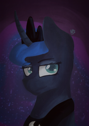 Size: 842x1192 | Tagged: safe, artist:darkestsunset, princess luna, alicorn, pony, abstract background, bust, looking at you, portrait, solo
